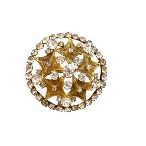 Vintage snowflake star-shaped gold tone brooch